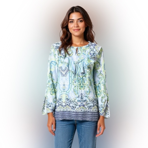 Skye's the Limit Tops - Skye's the Limit Pastel Patterned Blouse